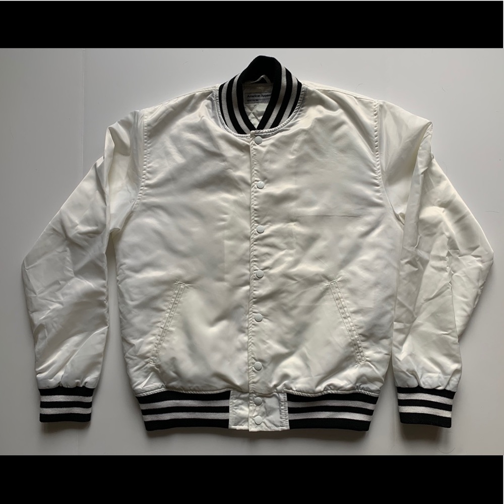 White & Black American Apparel Bomber Jacket sz S